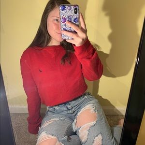 Red Nautica Crew Neck Sweater!